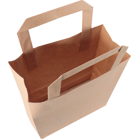 Papieren draagtas 18/9x22cm bruin 70gr platte handgreep