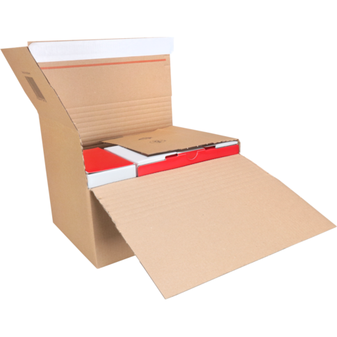 Alternative view of SendProof® Postpakketdoos, A4, golfkarton, 304x216x220mm, hoogte verstelbaar, zelfklevende strip, bruin