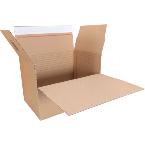 SendProof® Postpakketdoos, A4, golfkarton, 304x216x220mm, hoogte verstelbaar, zelfklevende strip, bruin